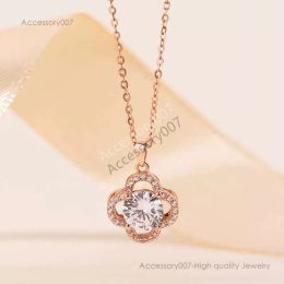 designer bijoux collier Designer trèfle à quatre feuilles collier de luxe haut nouveau argent rotatif trèfle femme chaîne en or rose Mossan pierre pendentif collier