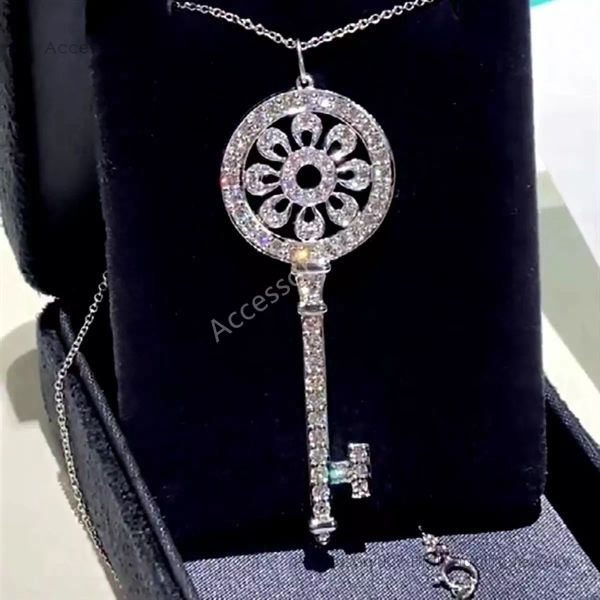 designer Jewelry Necklace Clé de créateur pendentif colliers colliers de diamant de luxe bijoux hommes femmes or argent Rose collier Zircon chaîne bijoux de mode