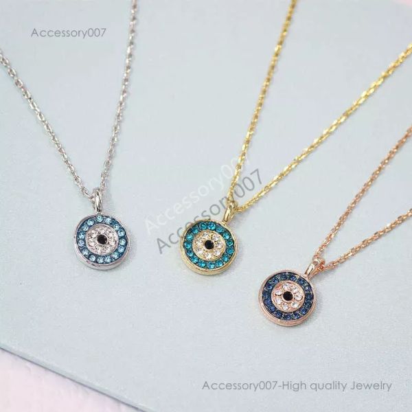 Collier de bijoux de créateur Designer Rovski luxe New Devil's eye rond collier femme oeil bleu élément mystérieux Blue Eye pendentif chaîne de clavicule