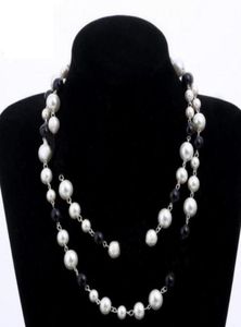 Designer sieraden ketting elegante vrouwen zwart en witte parel trui ketting Paris mode diamanten kettingen bruiloft sieraden acces4423014