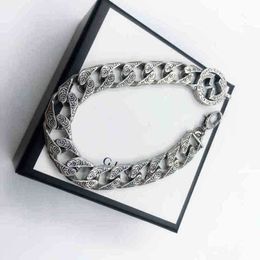 bijoux de créateurs collier anneau marée bracelet vieux modèle rugueux Bracelet personnalité hip hop style collocation d'hiver de haute qualité