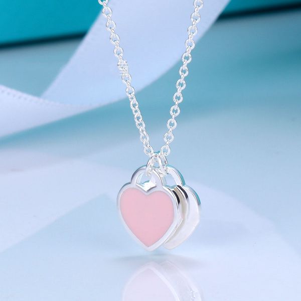 collier de bijoux de créateur collier coeur de pêche unique femme acier inoxydable bleu rose vert pendentif bijoux de luxe collier coeur chaîne en or hommes