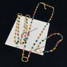 Collar de joyería de diseñador para mujer, collar de diamantes de Color de lujo, pendientes, pulsera, marca de moda, accesorios del alfabeto, regalo