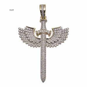 Diseñador de joyería Nuevo diseño de lujo personalizado VVS Moissanite 925 Silver Cross Charms Wing Sword Pendants Custom Hip Hop Pendant