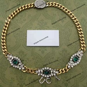 Designer sieraden Nieuwe dubbele brief groene diamanten ketting met dames antieke mode en honderd honderd paren sieraden prachtige kleurrijk