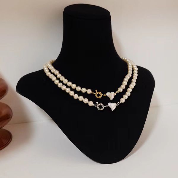 Diseñador de joyas paerl ncelace oro plata tallado blanco nácar saturno colgante collares lujo famoso accesorio joyería diseño cjewler regalo de san valentín