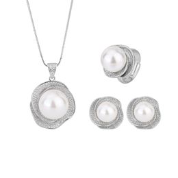 Designer sieraden parel sieraden set parel hanger ketting ketting parel oorbel parel ring mode dames sieraden cadeau feest datum fotografie prom sieraden