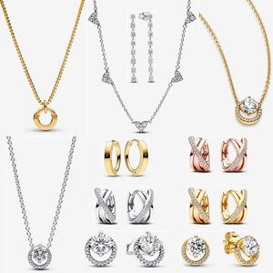 Bijoux de créateurs Collier pendentif DIY Fit Pandoras Signature I-D Collier et boucles d'oreilles pour femmes cadeau amour boucles d'oreilles charmes mode luxe cadeau avec boîte