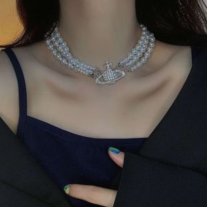 Designer sieraden hanger kettingen Koreaanse versie ingesteld met diamant parelarmband + ketting multi-layer planeet nek sleutelbeen keten (vrouwelijk) moederdag cadeau