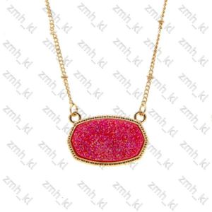 Designer sieraden hanger kettingen hars ovale druzy ketting goud kleur keten drusy hexagon stijl luxe designer merk mode sieraden voor vrouwen 776