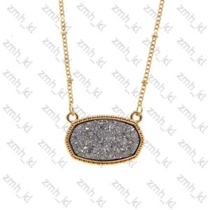 Designer sieraden hanger kettingen hars ovale druzy ketting goud kleur keten drusy hexagon stijl luxe designer merk mode sieraden voor vrouwen 823