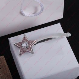 Joya de diseñador de circón rosa Retrato tallado clips de cabello con forma de estrella Barrettes, personalidad de moda Lady Hairjewelry Artículo esencial, día de San Valentín, Navidad, Regalos