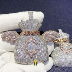 Designer Sieraden Populaire stijl sieraden 18k vergulde sieraden c teken dollar charms zak hip hop bling geld tas hanger