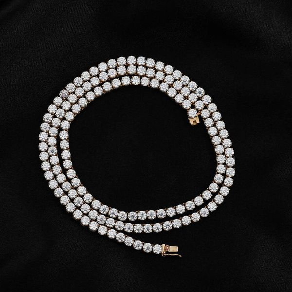 Bijoux de créateurs Qianjian Offre Spéciale Plaqué Or Hip Hop 925 Collier En Argent Moissanite Chaîne De Tennis Pour Hommes