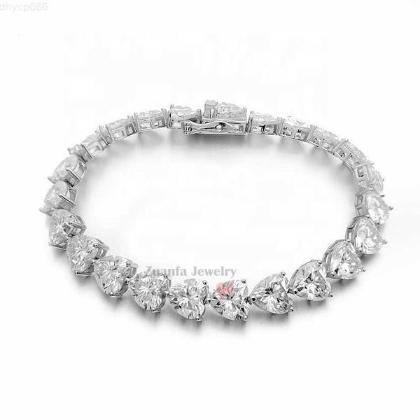 Bijoux de créateur prêt à expédier drop shipping 4mm 5mm argent vvs coeur coupe diamant gra moissanite bracelet de tennis