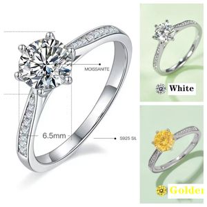 Bague de bijoux de créateur bras droit micro incrustation classique six bagues en platine griffes pour femmes bague en diamant blanc doré rose bleu bague de fiançailles moissanite M03B