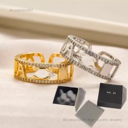 дизайнерские ювелирные кольца, кольца, никогда не выцветают, фирменные буквы, открытые кольца, модный дизайнер, роскошные хрустальные кольца со стразами для женщин, свадебные украшения, подарки, 2 цвета