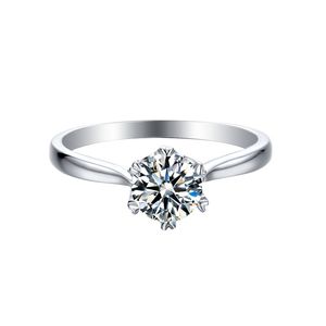 Bagues de bijoux de créateurs pour femmes, bague de fiançailles de luxe, bague de luxe solitaire en argent 925, bague moissanite La pierre de mosan 0,5ct 5mm, bague M03D avec boîte cadeau