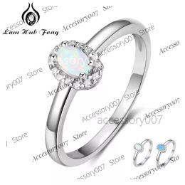 Designer sieraden ringen Dames 925 Sterling Zilveren Ringen Gemaakt Ovaal Blauw Roze Wit Vuur Opaal Ring met Zirkoon Romantisch Cadeau 6 7 8 Grootte (lam Hub Fong)