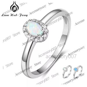 bagues de bijoux de créateurs Femmes 925 Bagues en argent sterling créé ovale bleu rose blanc bague opale de feu avec zircon cadeau romantique 6 7 8 taille (lam Hub Fong)