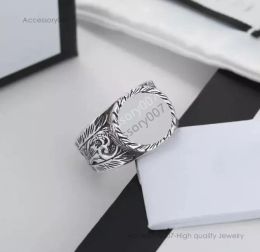 anneaux de bijoux de créateursLettre Bague Designer Gothique Hommes Punk Rock Anneaux 925 En Argent Sterling En Acier Inoxydable De Haute Qualité Hip-hop Couple Avec Boîte-Cadeau