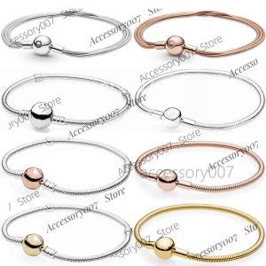 Bijoux de créateurs Rose Moments Multi Trois Mince Serpent Chaîne Boule Fermoir Circulaire Bracelet Fit 925 En Argent Sterling Perle Charme De Mode Bijoux De Bricolage