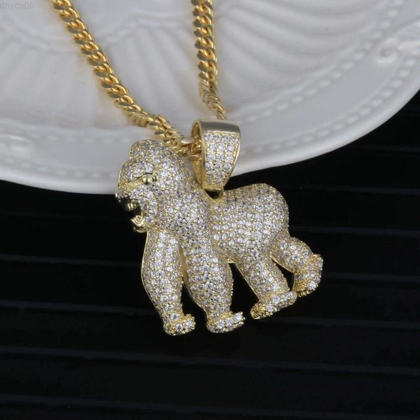 Designer Bijoux RTS Mode Laiton Bling Glacé Zircon Animal Roi Kong Gorille Orang-outan Colliers Pendentifs Pour bijoux hip hop