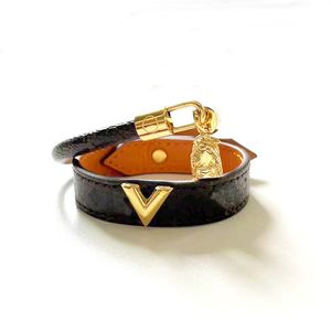 Bijoux de créateur Bracelets en cuir noir argenté Bracelet de charme pour hommes pour femmes à main large brun motif de fleurs marron
