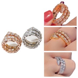 Bijoux de créateurs os de serpent version large et étroite bagues en diamant complet bague de créateur bijoux de luxe bague d'amour pour hommes bague hip hop serpentine avec boîte de marque 5A