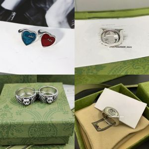 Designer sieraden Sterling Zilver Luxe Designer Ring Briljant Split Zwart Turquoise Letter Decoratie Ring voor mannen en vrouwen Valentijnsdag Cadeau Verlovingscadeau