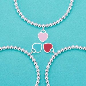 Bijoux de créateur Tiffanyjewelry Classic T Home 925 Silver 4 mm perle Amour Bracelet en forme de coeur DI Bracelet en émail compte-gouttes