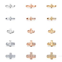 Designer sieraden Tiffanyjewelry T Home Precision Hoogwaardige nieuwe T1 -ring zonder diamanten en dubbele T -ring met diamanten populair en modieus op internet
