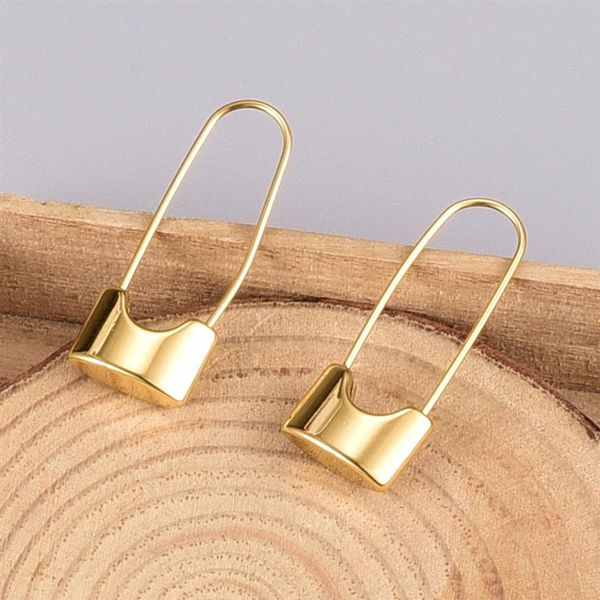 Joyería de diseño Oreja de acero de titanio Huggie 18K chapado en oro brillante pendiente sin desvanecimiento aro Pendientes antialérgicos para mujer punk e296D