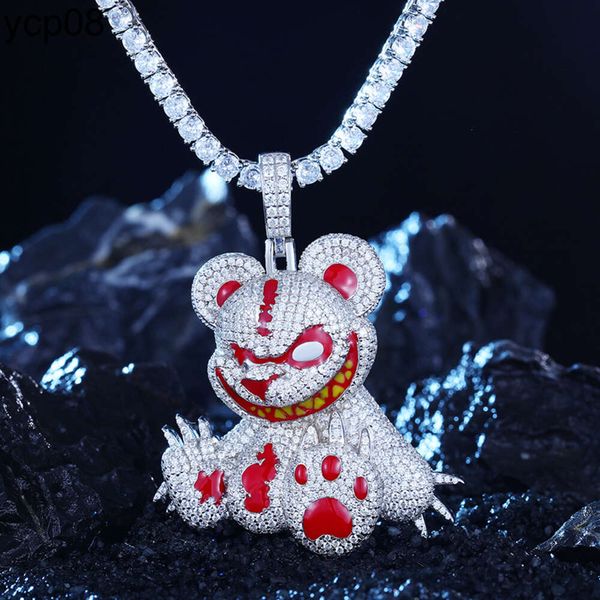 Joya de diseñador Trendy Hiphop Rapper Jewelry Cabecillo de dibujos animados 925 STERLINGA VVS MOISSANITE Diamante Freed Out Angry Bear Perthing para hombres