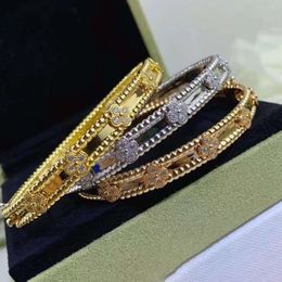 Bijoux de créateur Vanclef Bracelet Kaléidoscope Bracelet Femmes Clover Narrows Light Luxury Rose Gold Backle Bracelet High Edition Rose Gold