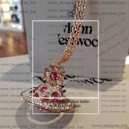 Designer sieraden Viviane Vivienen Westwoods sieraden planeet keizerin Dowager West High versie 23 Nieuwe roségoud onregelmatige driedimensionale Saturn Necklace 9415