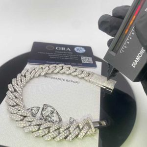 Designer sieraden hele hiphop sieraden 15 mm vvs moissaniet ketting armband s925 iced out long box clasp diamant cuban link brac285j