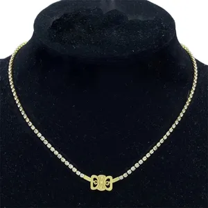 Designer bijoux femme collier classique plaqué or chaînes pour hommes torsadé rétro mode pendentif collier de diamant cadeau de fête zh176 E4