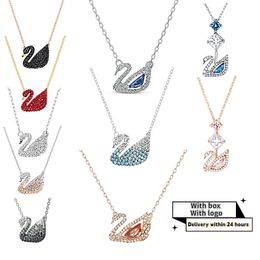 Diseñadora Joyería Mujer Collar Swan Crystal Diamond Exquisito Farty Farty Cadena de clavículas Accesorios de alta calidad, regalos de fiesta para amigos y amantes, con caja