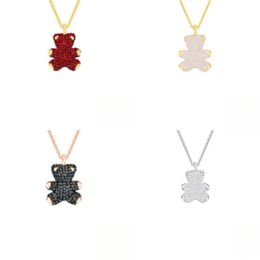 Bijoux de créateur Collier pour femmes en diamant plaqué, avec boîte, nouveau collier d'ours argenté 925