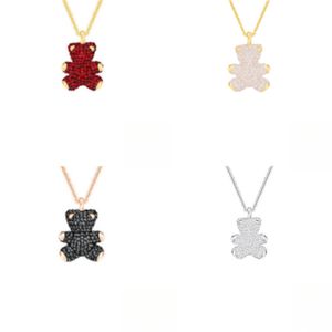 Designer sieraden vrouwen ketting diamant goud verguld, met doos, nieuwe 925 zilveren beren ketting 3d volledige diamant teddybeer hoogwaardige luxe ketting