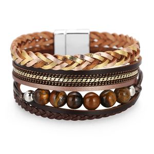 designer sieraden dames Populaire armbanden in Boheemse stijl, meerlaagse geweven lederen armbanden, Europese en Amerikaanse kralenarmbanden, buitenlandse handel