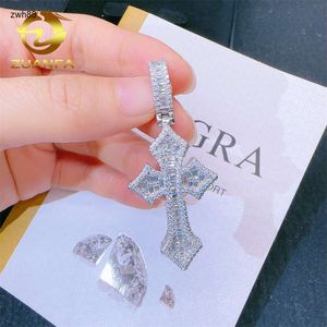 Designer Jewelry48h Shipping Cross Charm GRA Certified VVS Moisanite Jewelry 925 STERLING Silver Hiphop Bling Iced Out Cross Pendant