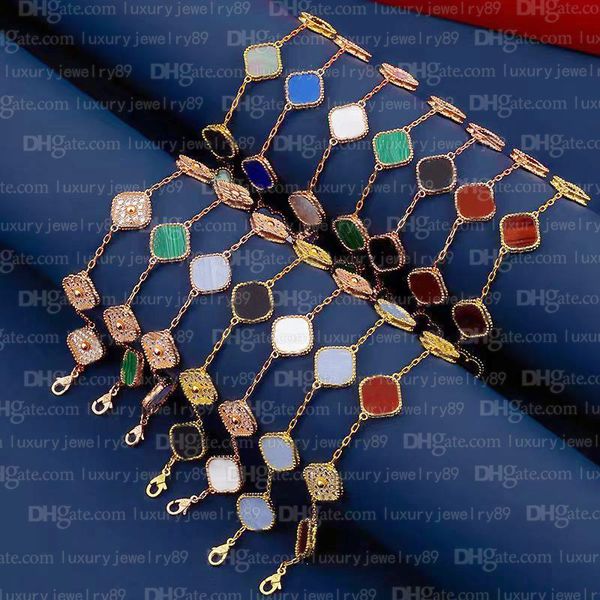 Dise￱ador Jewelrys Classic Fashion Charmets 4four Leaf Clover Jewelry Gold Bracelet de lujo para mujer Capacidad de onyx y ni￱as FD Boda D￭a de la Madre Regalos