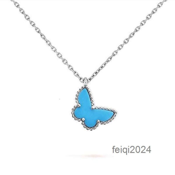 Bijoux de créateurs Van Clover Neckalce Cleef Colliers de trèfle à quatre feuilles de luxe pour femmes pendentif papillon femmes or diamants rouge bleu blanc coquille en acier inoxydable