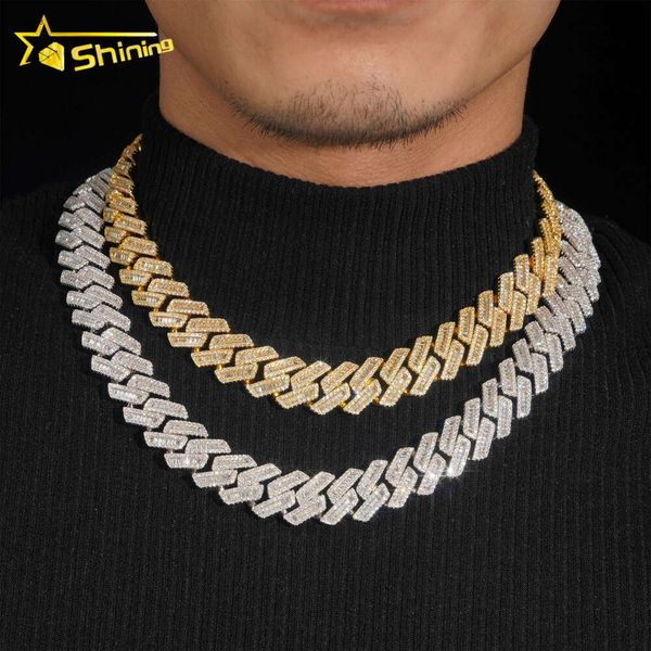 Designer Jewelrywholesale Bijoux Prix de mode Collier Collier en laiton Gold plaqué CZ Diamond 17 mm Hip Hop Iced Out Baguette Cuban Link chaîne