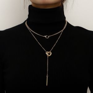 designer jewerly coole dubbele kraag ketting kwast lange staaf hanger ketting gepersonaliseerde sleutelbeen diamanten sieraden mode-sieraden gelaagd Dames Heren paar