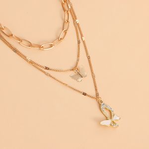 designer jewlery coloré lumière luxe mode multi-couche forme chaîne micro-incrusté de diamant fritillaire papillon pendentif collier multi-couche collier court 02