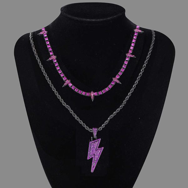 Designer-Schmuck für Männer und Frauen Hip Hop Black Panther Halskette Advanced Alloy Diamond und Lightning Pendant Set Kubanische Gliederkette für Männer Designer-Halskette