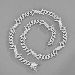 designer sieraden voor heren dames Doornen doornen vlammen diamanten Cubaanse kettingen hiphop trendy heren Cubaanse ketting Cubaanse schakelketting voor mannen Hiphop ketting